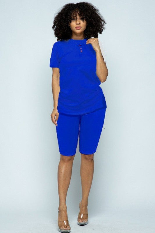 "Essential" Biker Short Set - Royal Blue